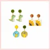 Boucles d'oreilles mignon dessin animé cerf dinosaure émail pendentif mode géométrique breloques oreille bijoux fête cadeaux pour femmes filles