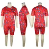 Women's Tracksuits Summer Butterfly Print 2 Piece Set Tracksuit Women Short Sleeve T-shirt Knee Length Shorts Suit Sportwear Outfits Jogging