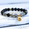 MG0696 NOVO PROJETO 8 mm Black Tourmaline Bracelet Natural Labradorita Gemstone Energia Bracelete Feminina Chakra Yoga Mala Bracelet260E