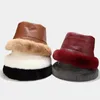 Cappelli a secchiello caldi invernali da donna in pelliccia sintetica in pelle per tenere al caldo il cappello a secchiello russo elegante di lusso femminile