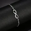 Stainless Steel Infinity Bracelets Crystal Simple Heartbeat Rose Friendship Adjustable For Women Wedding Jewelry Gifts Charm240s
