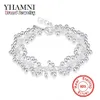 YHAMNI, joyería de plata de ley 925 auténtica de lujo, pulseras de moda para mujer, pulsera clásica con abalorio S925 estampado H017337E