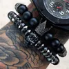 Mcllroy Bracelet Men skull steel stone beads luxury bracelets For Mens Crown Cz Zircon Man Bracelet Homme Jewelry Valentine Gift C19041205O