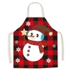 Red Black Grid Christmas Apron Linen Xmas Cooking Apron Household Oil Proof Sleeveless Aprons Adult Children Art Painting Bib TH0344