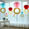 Party Decoration Diomand Ring Hanging Decorations Glitter Gold Honeycomb Pom For Bachelorette Birthday Holiday