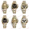 12 Model Fashion Heren Watch 40 mm Groene wijzerplaat Asia 2813 Automatisch mechanisch M116508 Zwarte diamantwacht No Chronograph Gold roestvrijstalen riem herenhorloges