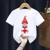 Shirts Merry Christmas Cartoon Print White Children Kawaii Baby Cute Tops Tee Gilr Boy Present Clothes Drop Ship