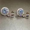 Dangle żyrandol Bowknot 18K Rose Gold Diamond Earring Oryginalny 925 Srebrna biżuteria Party Wedding Kolczyki dla kobiet BR244V