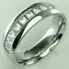 Bague de fiançailles de mariage en acier inoxydable CZ, bande R178B, taille 5 6 7 8 9 102672