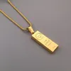 Hänghalsband Mens Fashion Rectangular Square Bar Necklace Gold Color Hip Hop Chain Boy Gift263o