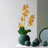 Decorative Flowers 3 Stem 15 Heads Real Touch Latex Artificial Moth Orchid Fake Phalaenopsis With Leaves For Wedding Home Decor