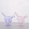 Cool Colorful Pink Purple Pyrex Tubi di vetro spesso Bubbler Filter Portable Heart Dry Herb Tabacco Preroll Rolling Cigarette Cigar Bong Holder Waterpipe Love Smoking