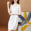 Casual Dresses #3521 Summer Short Dress Women Lace V-neck Sexy Straight Tank Top Female Sleeveless Party Satin Silk Solid Color