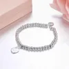 Package Mail t Home S925 Sterling Silver Ball Micro Inlaid Classic Love Pendant Silver Bead Bracelet Fashion307l