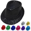 Berets Fashion Writy Glitter Sequins Hat Adult للجنسين للرقص Party Jazz Cap Stage Props Cowboy Performance