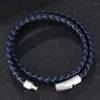 Charm-Armbänder aus Leder, geflochten, schwarz, blau, verflochten, mehrschichtig, für Herren, Schmuck, Geschenk, BB0498