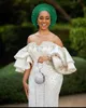2022 Arabe Aso Ebi Ivoire Gaine Robes De Bal Perles Cristaux Sexy Soirée Formelle Partie Deuxième Réception Anniversaire Robes De Fiançailles Robe ZJ103