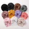 Chapeaux en coton gaufré tricoté pour bébé fille, chapeau à carreaux Walf, grand nœud, Bonnet pour bébé, Turban, Bonnet pour filles en bas âge