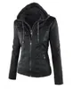 Giacca autunno inverno Donna Felpe con cappuccio Giacche da moto Capispalla nera Cappotto basic in ecopelle PU