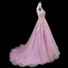 Special Occasion Dresses Sling V-Neck Lace Bare Back Mesh Trailing Pink A-Line Forest Sweet Party Dress MY22021510