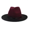 Berets Wysokiej jakości hurtowy spray malowany Jazz Panama Fedora Hat Autumn and Winter Men's Women's Casual Unisex