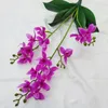장식용 꽃 3 줄기 15 헤드 진짜 터치 라텍스 인공 나방 난초 가짜 phalaenopsis theving wedding 홈 장식을위한 잎