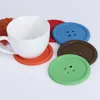 Round Coaster Heat-resistant Non-slip Water Bottles Pads Coffee Beverage Cu Placemat Waterproof Button Shaped Tea Coasters Mat TH0382