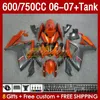 Injection Mold Fairings & Tank For SUZUKI GSXR600 750CC GSXR-750 K6 GSX-R600 06-07 154No.17 600CC GSXR 600 750 CC GSXR750 06 07 GSXR-600 2006 2007 OEM Fairing orange stock