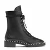 Enkellaars Combat Boot Winter Merk Sondar Dames Booties Karitube Zwart Sheeskin Kalfsleer Mode Dames