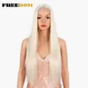 HairSynthetic FREEDOM Synthetic 28 Inch Long Straight Hair Soft Red Orange Blonde Lace Front For Black Women Cosplay Wigs