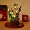 Kerst Tree Decorations Led Luminous houten bodem desktop mini -ornamenten