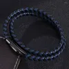 Charm-Armbänder aus Leder, geflochten, schwarz, blau, verflochten, mehrschichtig, für Herren, Schmuck, Geschenk, BB0498