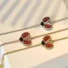 2021 Serie Ladybug Fashion Clover Charm Pulseras Brazalete Cadena Alta Calidad S925 Plata Esterlina 18K Oro Rosa para Mujeres Niñas Boda321p