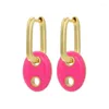 Boucles d'oreilles créoles Aide gouttes nez de cochon rectangulaire avec jaune vert 9 couleurs Huggie minimaliste pour femmes filles Brincos