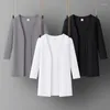 Jackets femininas Mulheres Primavera Cardigã de meia manga Manga Lady Tops Basic Bash White Cotton Woman Roupas