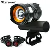 West Biking Zoomable Bicycle Light USB充電式防水1200lm T6 LEDバイクフロントヘッドライトサイクリングテールライトバイクライト2496
