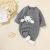 Pagliaccetti Pagliaccetto per bambini Maglia Simpatico cartone animato Orso nato Ragazza Ragazzo Tuta Vestito Manica lunga Autunno Abbigliamento per bambini Abbigliamento caldo Salopette corta 220919