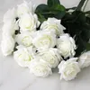 Fiori decorativi 15 Pz/lotto Rosa Artificiale di Alta Qualità Decor Latex Real Touch Wedding Bouquet Da Sposa Decorazione Della Casa Falso