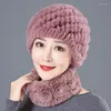 Boinas de chapéu de pele de inverno para mulheres russo Capinho de malha de malha de malha