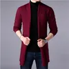 Mens Sweaters Coats Fashion Autumn Slim Long Solid Color Knitted Jacket Casual Cardigans 3XL 220919