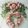 Party Decoration Artificial Wreath Door Threshold Flowers Diy Wedding Home Living Room Pendant Wall Decor Christmas Garland Gift Rose Pion 220919