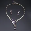 Frauen Nachahmung Perlenkristall Gold Farbkette Ohrring Hochzeit Brautzubehör Geschenke Schmuck Set