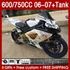 Injection Fairings & Tank For SUZUKI GSXR 600 750 CC 600CC 750CC 2006-2007 154No.174 GSXR-600 GSXR600 K6 GSXR750 06 07 GSXR-750 GSX-R600 2006 2007 OEM Fairing white glossy