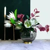 Artificial Imperial Flowers Single Branch Fake Plants Monarch Flocking Lotus For Home Table Wedding Decoration 10 Pcs