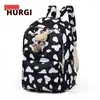 Bolsas de armazenamento 2022 Vaca Prints Backpack Students Girls Letter Imprima Livro casual da escola de ombro Anti -roubo Mulheres