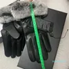 Guanti a cinque dita guanti in cuoio inverno e lana touch screen pelli di coniglio freddo