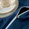 Conjuntos de ropa de cama Luxury Blue High Precision Jacquard Cotton Set de algod￳n de algod￳n Gold Relieguet D￳rmpe Bordado Bordado Beder￭a Bedsaprete Almohada de almohada