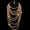 Bröllopssmycke Set Multi Layer Pearl Chain Halsband For Women Bib Beads Krage Nigerian Indian Accessories Amazing African 220916