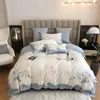 Set di biancheria da letto Elegante ricamo floreale di lusso Set di cotone egiziano 100S Copripiumino Copripiumino Lenzuolo con angoli