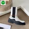 Moda Neumático Chelsea Plataforma Botas aumento de altura 5.5CM zapatos Blanco triple negro suela transparente ébano rosa Hierba Kiwi Mandarina botines de lujo